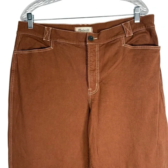 Madewell Emmett Wide Leg Chestnut Brown Trousers Womens P33 Jeans Pants Denim - Picture 3 of 10